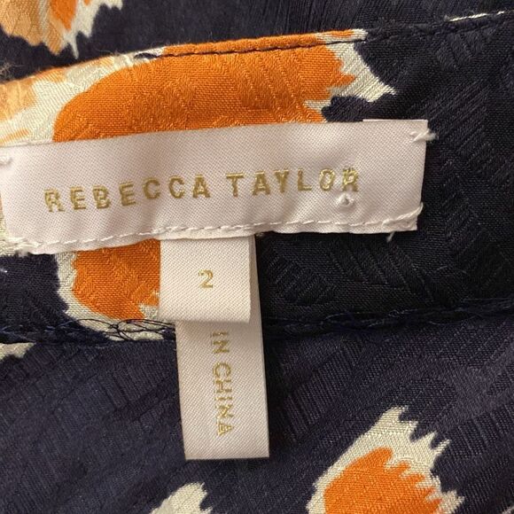 Rebecca Taylor Orange Fit and Flare Bishop Sleeve Dress, US2 - Picture 13 of 14